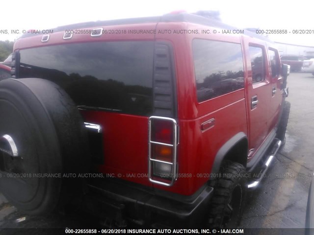 5GRGN23U44H113806 - 2004 HUMMER H2 RED photo 4