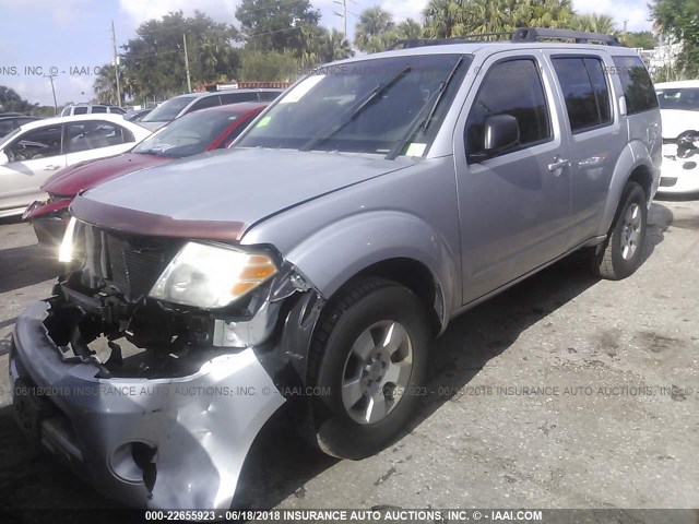 5N1AR18U78C644222 - 2008 NISSAN PATHFINDER S/LE/SE SILVER photo 2