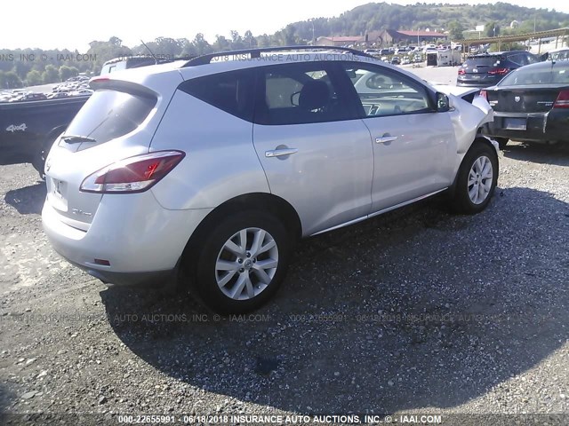 JN8AZ1MW3CW223511 - 2012 NISSAN MURANO S/SL/LE SILVER photo 4