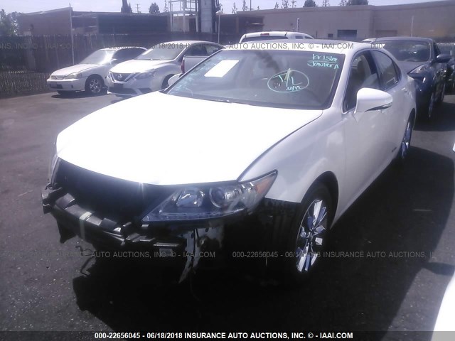 JTHBW1GG5E2070524 - 2014 LEXUS ES 300H WHITE photo 2