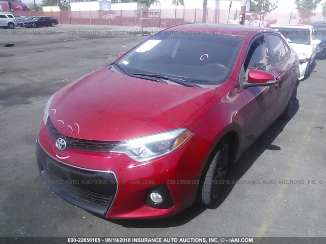 5YFBURHE3EP038675 - 2014 TOYOTA COROLLA L/LE/LE PLS/PRM/S/S PLS RED photo 2