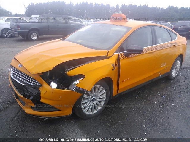 3FA6P0UU2ER381317 - 2014 FORD FUSION S HYBRID ORANGE photo 2