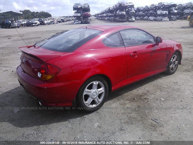 KMHHM65D33U064757 - 2003 HYUNDAI TIBURON RED photo 4