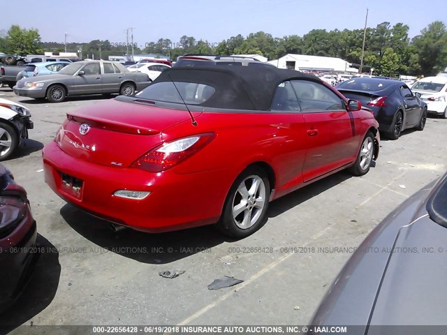 4T1FA38P07U130739 - 2007 TOYOTA CAMRY SOLARA SE/SLE წითელი ფოტო 4