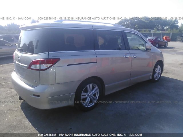 JN8AE2KP3C9036443 - 2012 NISSAN QUEST S/SV/SL/LE TAN photo 4