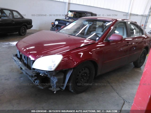 KNAGE123385176789 - 2008 KIA OPTIMA LX/EX RED photo 2