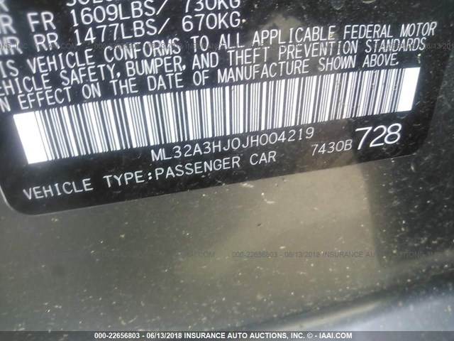 ML32A3HJ0JH004219 - 2018 MITSUBISHI MIRAGE ES GRAY photo 9