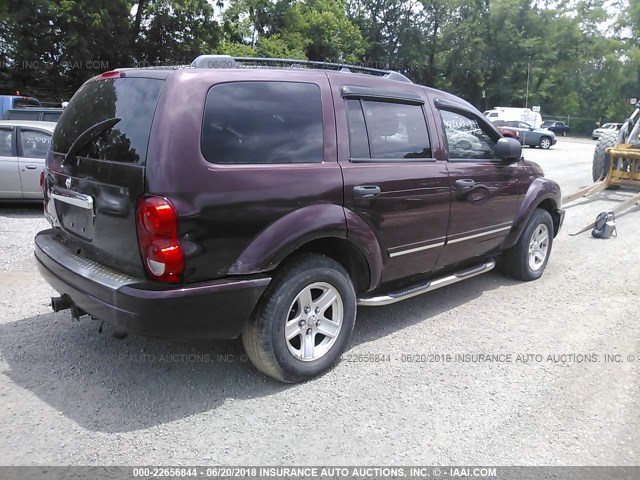 1D4HB58N14F137626 - 2004 DODGE DURANGO LIMITED BURGUNDY photo 4