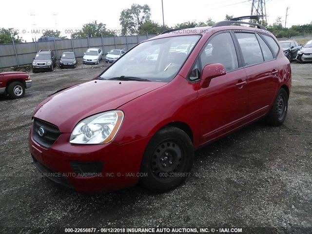 KNAFG529797275851 - 2009 KIA RONDO LX/EX RED photo 2