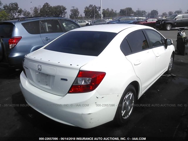 2HGFB2F61CH554712 - 2012 HONDA CIVIC HF WHITE photo 4