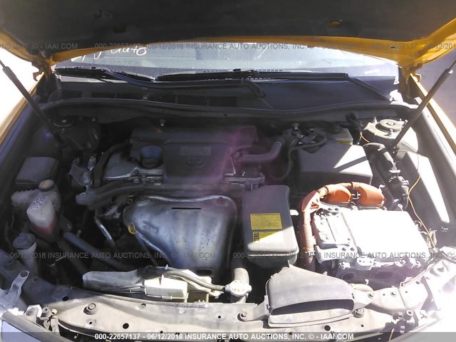 4T1BD1FK3CU048001 - 2012 TOYOTA CAMRY HYBRID/LE/XLE 黄色 照片 10