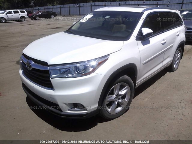 5TDDKRFH0ES058630 - 2014 TOYOTA HIGHLANDER LIMITED/LTD PLATNUM WHITE photo 2