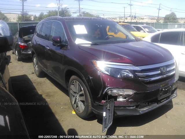 5FNYF6H94GB025874 - 2016 HONDA PILOT TOURING MAROON photo 1