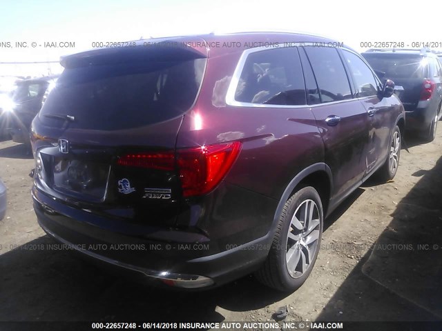 5FNYF6H94GB025874 - 2016 HONDA PILOT TOURING MAROON photo 4