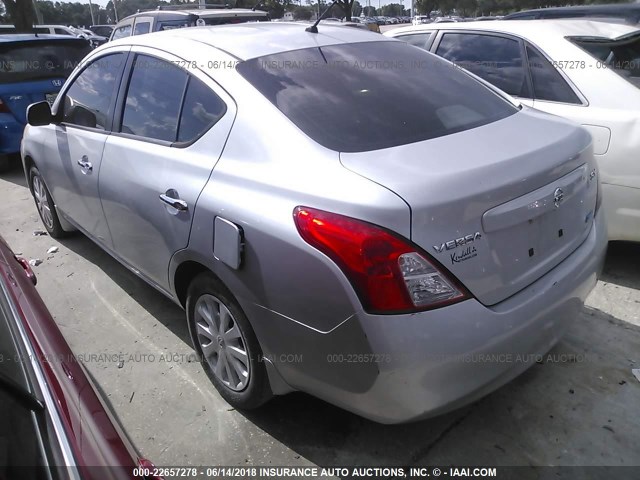 3N1CN7AP6CL855167 - 2012 NISSAN VERSA S/SV/SL SILVER photo 3