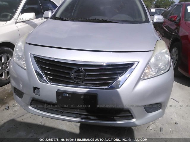 3N1CN7AP6CL855167 - 2012 NISSAN VERSA S/SV/SL SILVER photo 6