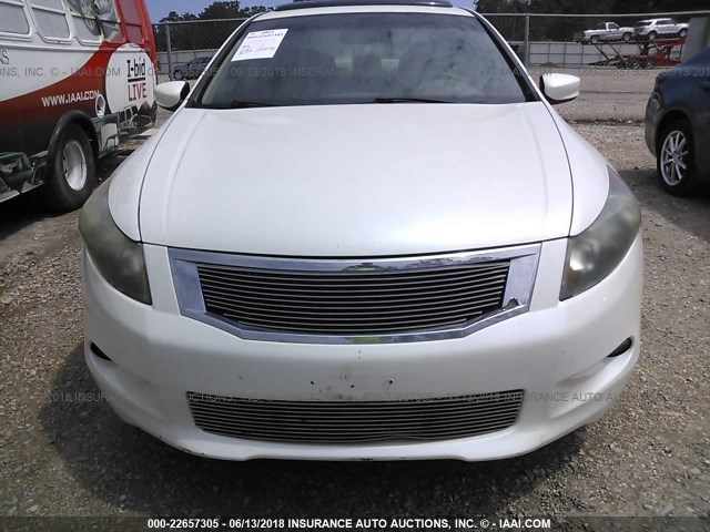 1HGCP36808A020814 - 2008 HONDA ACCORD EXL WHITE photo 6