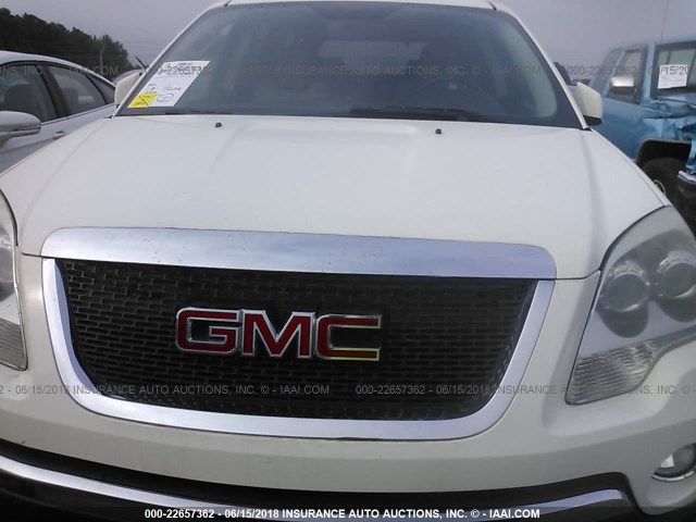 1GKLVMED5AJ181582 - 2010 GMC ACADIA SLT-1 WHITE photo 6