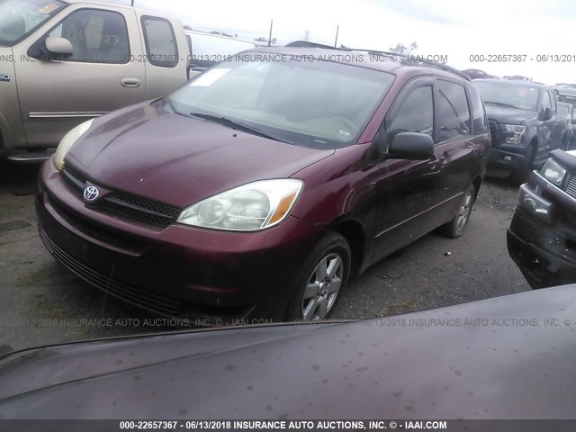 5TDZA23C74S040178 - 2004 TOYOTA SIENNA CE/LE RED photo 2