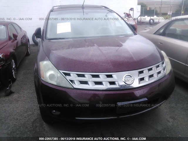 JN8AZ08W45W443781 - 2005 NISSAN MURANO SL/SE/S MAROON photo 6