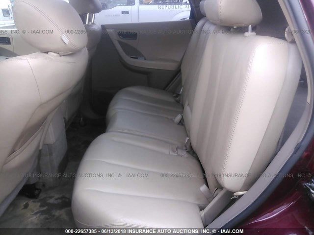 JN8AZ08W45W443781 - 2005 NISSAN MURANO SL/SE/S MAROON photo 8