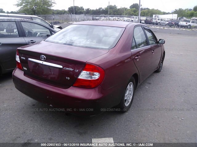 4T1BF32K82U010953 - 2002 TOYOTA CAMRY LE/XLE/SE ბურგუნდია ფოტო 4