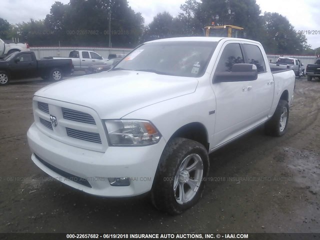 1C6RD7MT7CS153841 - 2012 DODGE RAM 1500 SPORT WHITE photo 2