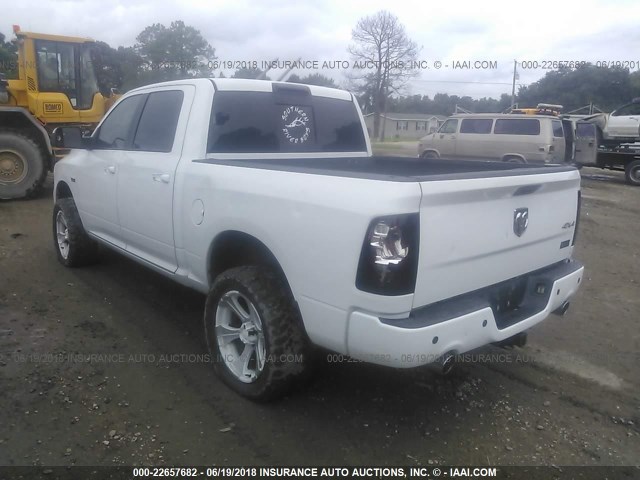 1C6RD7MT7CS153841 - 2012 DODGE RAM 1500 SPORT WHITE photo 3