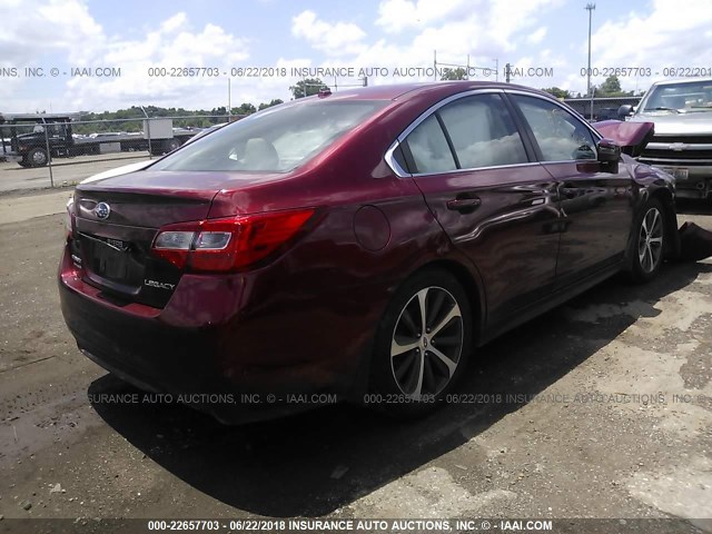 4S3BNBL65F3018085 - 2015 SUBARU LEGACY 2.5I LIMITED MAROON photo 4