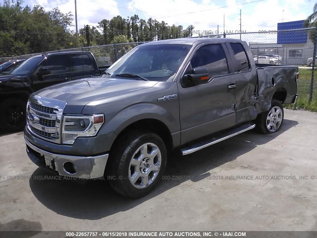 1FTFX1CF4EKF46016 - 2014 FORD F150 SUPER CAB GRAY photo 2