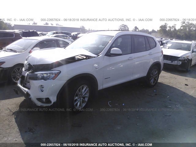 5UXWX9C56F0D47683 - 2015 BMW X3 XDRIVE28I WHITE photo 2