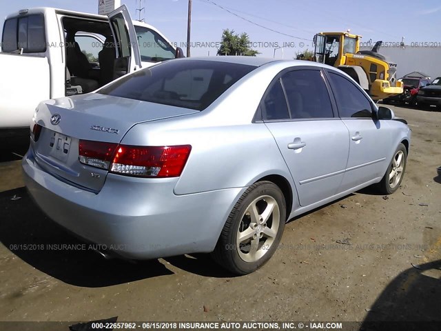 5NPEU46F47H213480 - 2007 HYUNDAI SONATA SE/LIMITED Light Blue photo 4