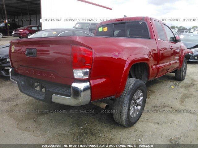 5TFRX5GNXGX061732 - 2016 TOYOTA TACOMA ACCESS CAB/SR/SR5 RED photo 4