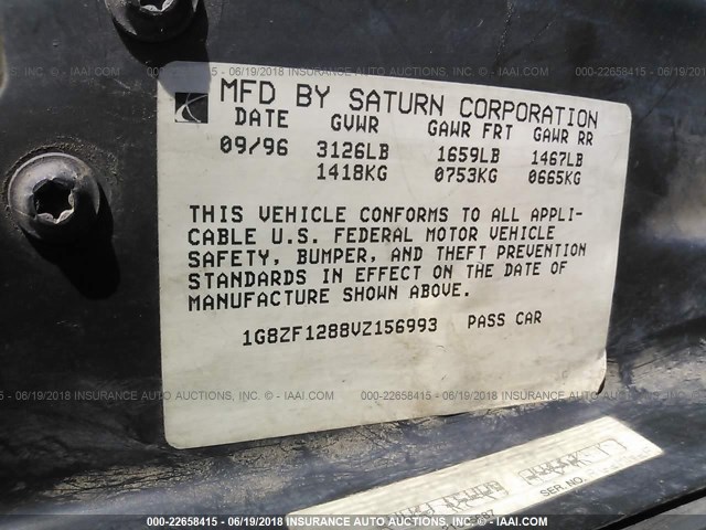 1G8ZF1288VZ156993 - 1997 SATURN SC1 SILVER photo 9