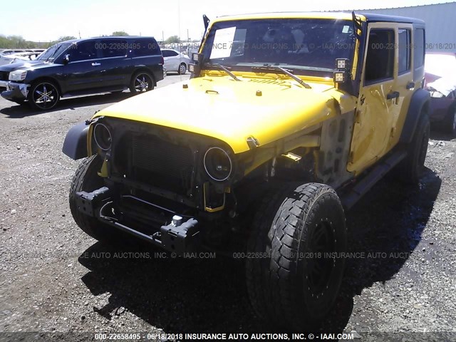 1C4BJWDG9FL588598 - 2015 JEEP WRANGLER UNLIMITE SPORT YELLOW photo 6