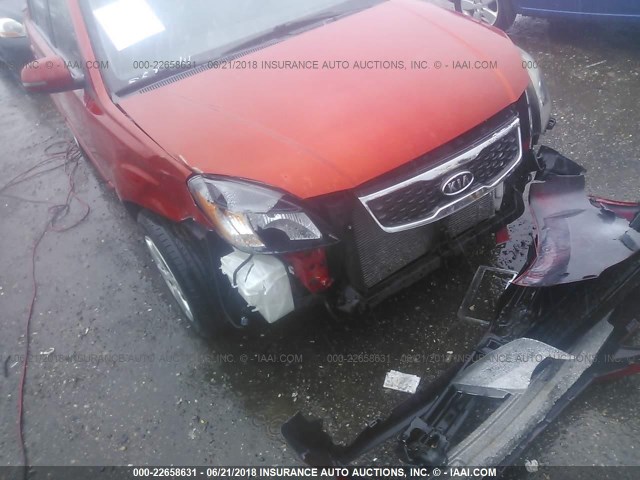 KNADH4A31B6930643 - 2011 KIA RIO LX/SX ORANGE photo 6