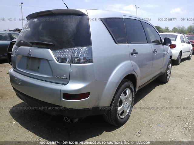 JA4MS31XX7U009567 - 2007 MITSUBISHI OUTLANDER ES/LS ვერცხლისფერი ფოტო 4