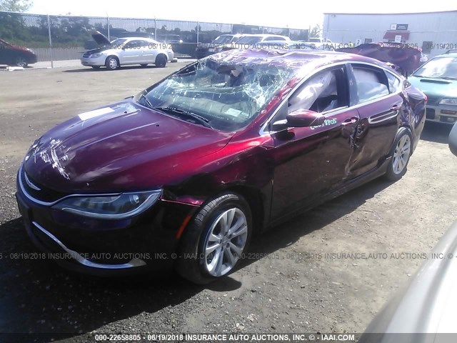 1C3CCCAB3FN623733 - 2015 CHRYSLER 200 LIMITED RED photo 2
