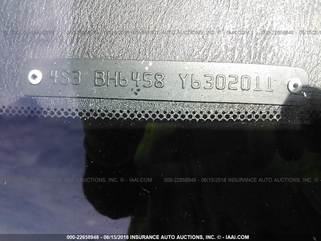 4S3BH6458Y6302011 - 2000 SUBARU LEGACY GT GRAY photo 9