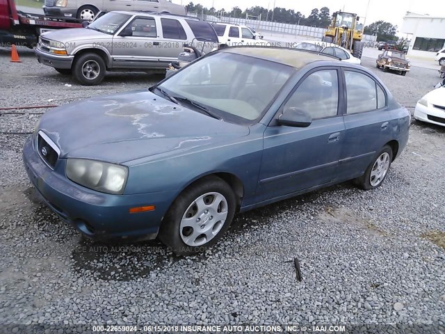 KMHDN45D91U040878 - 2001 HYUNDAI ELANTRA GLS/GT TURQUOISE photo 2