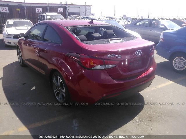 KMHDH6AH3EU026105 - 2014 HYUNDAI ELANTRA COUPE GS/SE RED photo 3