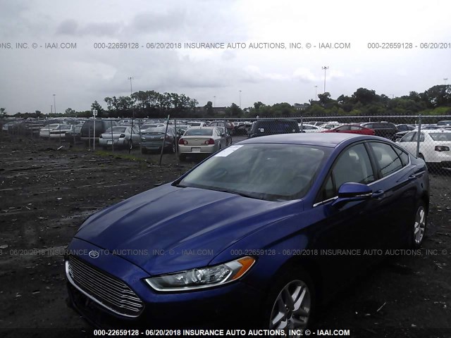 3FA6P0HR7DR134797 - 2013 FORD FUSION SE BLUE photo 2