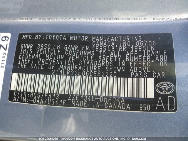 2T1LR32E06C562220 - 2006 TOYOTA COROLLA MATRIX XR Light Blue photo 9