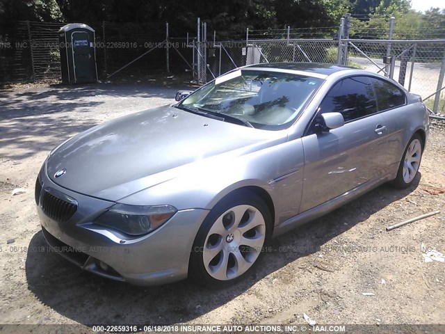 WBAEH13486CR49528 - 2006 BMW 650 I GRAY photo 2