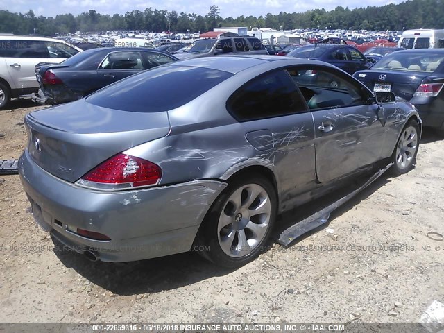 WBAEH13486CR49528 - 2006 BMW 650 I GRAY photo 4