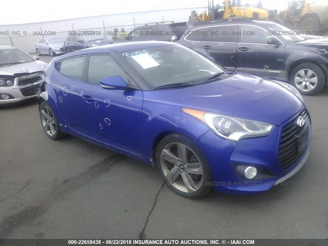 KMHTC6AE2DU087105 - 2013 HYUNDAI VELOSTER TURBO BLUE photo 1