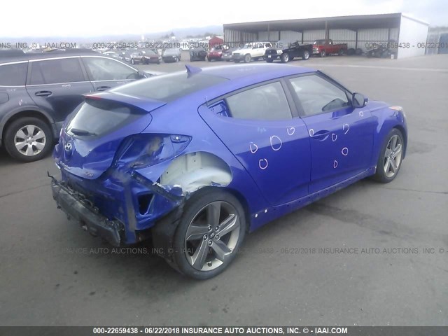 KMHTC6AE2DU087105 - 2013 HYUNDAI VELOSTER TURBO BLUE photo 4