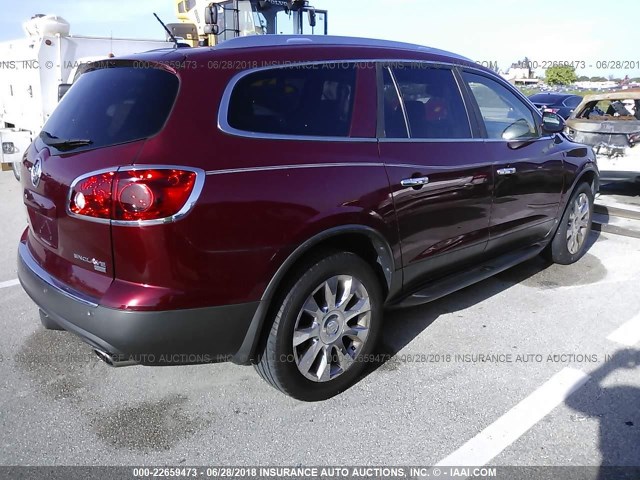 5GALRCED6AJ220739 - 2010 BUICK ENCLAVE CXL BURGUNDY photo 4