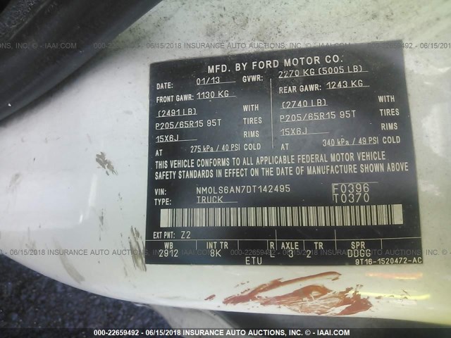 NM0LS6AN7DT142495 - 2013 FORD TRANSIT CONNECT XL WHITE photo 9