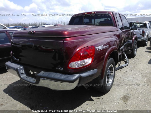 5TBRT34134S448165 - 2004 TOYOTA TUNDRA ACCESS CAB SR5 RED photo 4